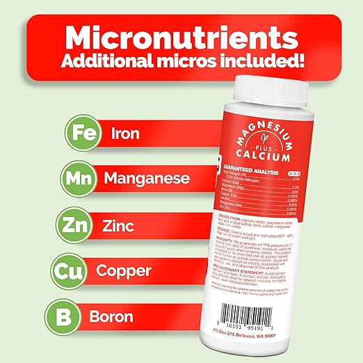Cal-Mag for Plants Plus Iron and Micros, Calcium and Magnesium, Prevent Common Deficiencies, 2-0-0 CalMag Liquid Plant Fertilizer, 32 oz
