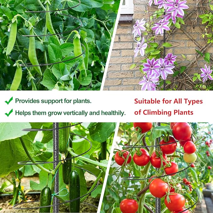 Spiral Trellis for Climbing Plants Outdoor, 45 Inch Tall Heavy Duty Metal Garden Tower, Decorative Plant Support with Anti-Tip Stake,Rustproof for Clematis Pole Beans Cucumber Berry Vines Pots,1 Pack