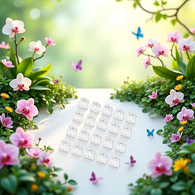 50 Pcs Plant Orchid Clips Flowers Support Clear Fixer for Garden Vine Stem Plants Climbing Clasp Transparent 6 Claws Orchid Clips Plastic Butterfly Plant Support Structures,Plant Support Garden Stakes