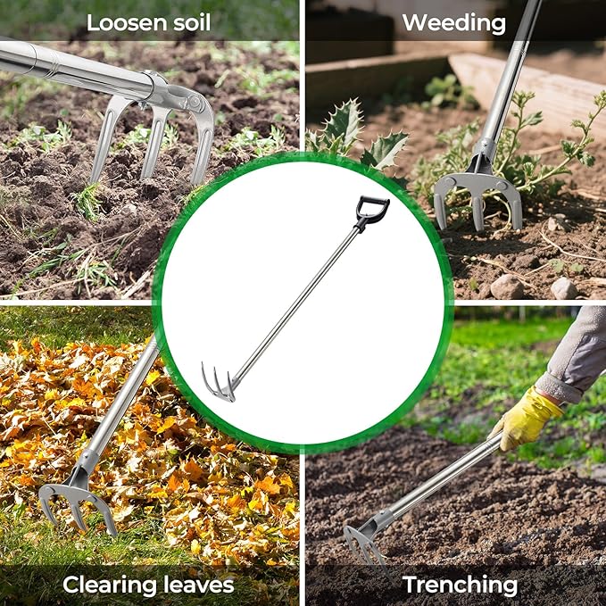 Professional Garden Hoe 77 Inch Long with Adjustable Long Handle - Heavy Duty Weeding & Cultivating Tool for Gardening, Lawn, and Yard Work