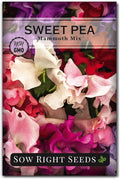 Sow Right Seeds - Mammoth Mix Sweet Pea Seeds for Planting - Beautiful Flowers to Plant in Your Garden - Non-GMO Heirloom Packet - Fragrant Colorful Blooms for Bouquets - Wonderful Gardening Gift (1)