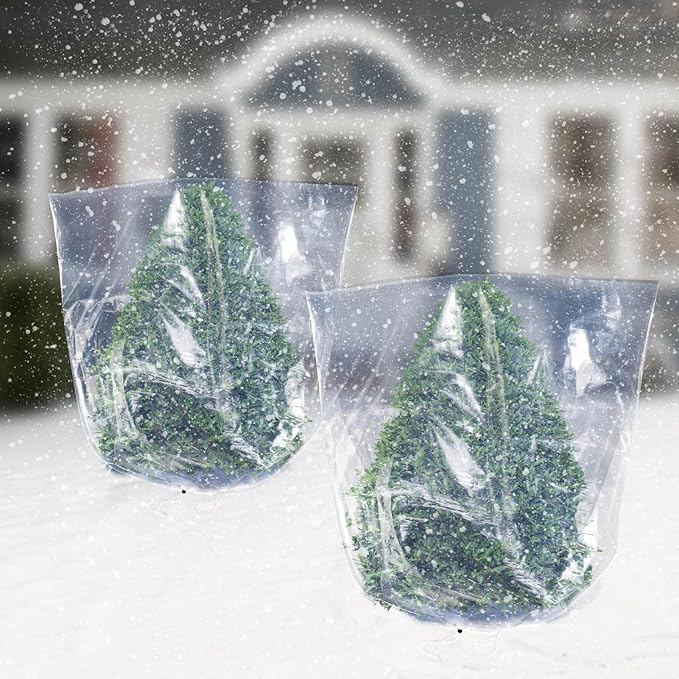 2 Pcs Large Winter Plant Cover Freeze Protection - 47" x 71" Plastic Plant Frost Bags with Drawstring, Transparent Waterproof Plant Shelter Coverings for Outdoors Garden Plants Shrubs Fruit Trees