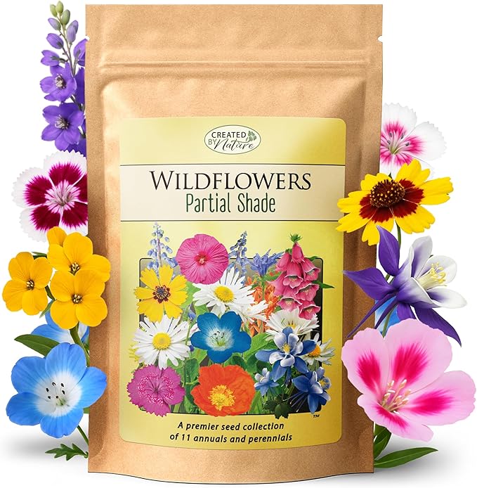Created By Nature Partial Shade Wildflower Seed Mix, 11 Flower Varieties, 37,000 Seeds