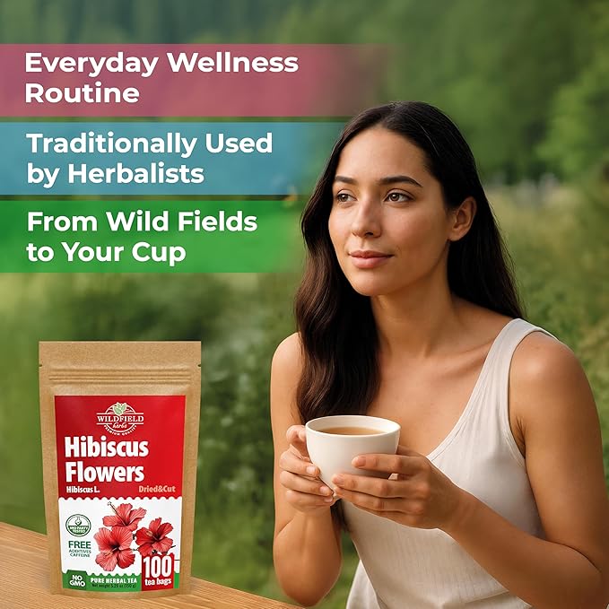 100 Bags Dried Hibiscus Flower Tea Herbal Flor De Jamaica (Hibiscus) - 100 Count 1.5g Tea Bags Dried Flowers Herb Hibisko