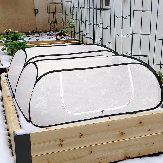 2 Pcs Pop Up Winter Garden Rows Plant Covers, 45" x 22" x 16" Raised Garden Beds Vegetable Rows Cold-proof Plant Protector, Freeze Protection Raised Bed Cover Accelerator for Snow Frost Protection