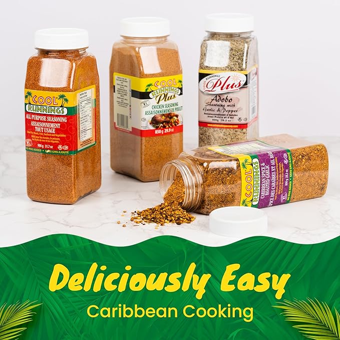 Cool Runnings Caribbean Spice & Roasted Garlic Powder 800g - Used for Grilling, Roasting, and Marinating Meats, Seafood, and Vegetables, Perfect for Rotisserie Chicken