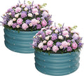ZXZYHFTY Raised Garden Bed, 0.6 mm Galvanized Steel Round Planter Box with Open Bottom, Blue, 2 x 2 x 1 FT, 1 Pack