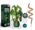 Bendable Moss Pole 48 Inch for Monstera & Climbing Plants – Coco Coir Moss Stick for Indoor Plant Support, Trellis Pole for Pothos, Philodendron, Plant Stake for Home Gardeners 5 Pins & 1 Tape
