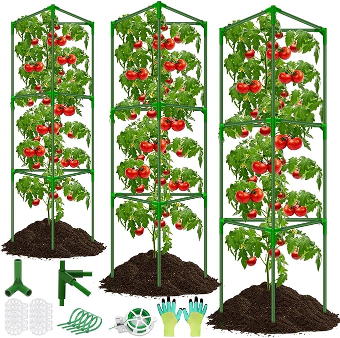 Tomato Cages for Garden, 3 Pack Tomato Cage Trellis, Garden Cage Heavy Duty Tomato Stake Support, Garden Stakes Plant Cage for Pots Plants Vegetables