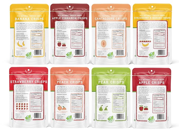 Nature’s Turn Freeze-Dried Fruit Crisps –Healthy, Gluten-Free,Crispy & Delicious, Plant-Based Snack, Ideal for Cereal, Smoothies, School Lunches, & On-the-Go, Mega Variety Bags of 16 (0.53 oz Each)