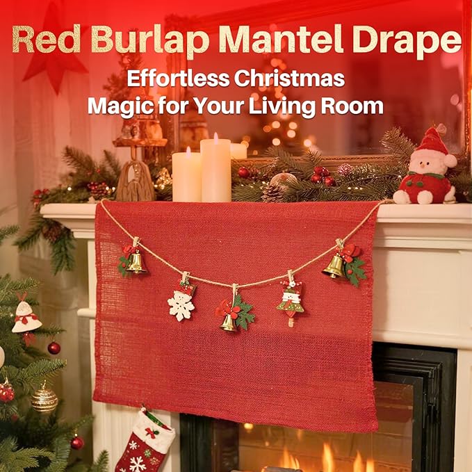 Christmas Gardening Burlap Roll - 118 X 19.7 inch Multipurpose Red Burlap Fabric High Density Jute for Plant Covers Decorations, Indoor Outdoor Use for Crafts and Farmhouse Table Decor