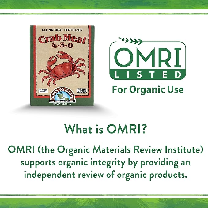 Down To Earth All Natural Fertilizers Organic Crab Meal - Plant Food for Vegetable Gardens and Flower Beds 4-3-0, 4 lb