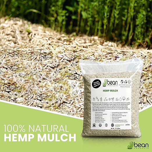 Garden Bed Organic Soil Conditioner - Hemp HURD Garden Mulch - Eco Friendly Potting Soil Aid - Moisture Retaining - Weed Suppressor - Perfect for Flowers & Vegetables - Grown in The US - 5 lbs.