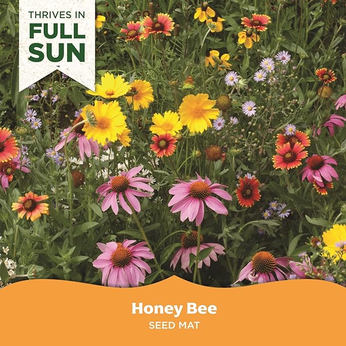 BloomingBulb Seed Mat - Easy to Plant and Grow Garden Seeds - Creates Fragrant, Vibrant Flower Garden (Honeybee Garden)