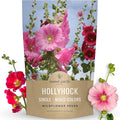 Hollyhock Single - Mixed Colors - Bulk 1/4 Pound Pouch - 10,000 Flower Seeds for Planting - Alcea rosea