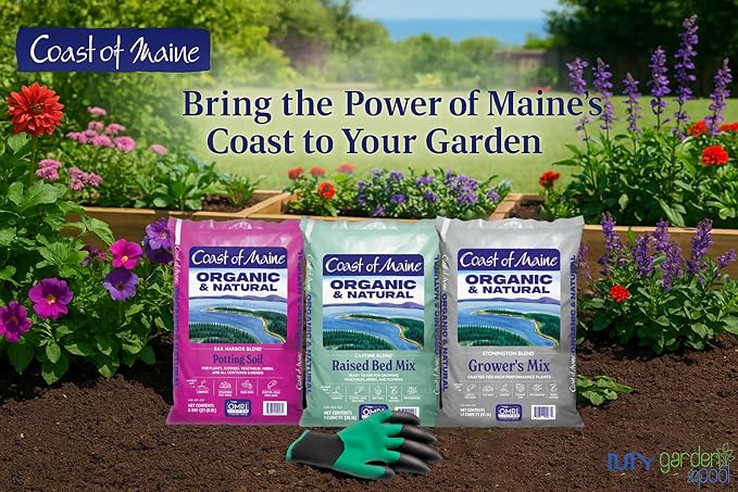 Coast of Maine BH1000 Bar Harbor Container Potting Soil 1 cf with My Garden Pool 7-in-1 Soil Test Strips, 20 ct. and Claw Gardening Gloves