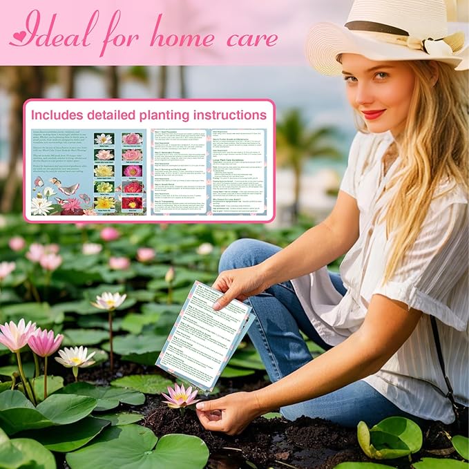 200pcs Lotus Seeds for Planting - 10 Unique Varieties, Mixed Colors Loto de Cuenco Semillas, Includes Detailed Planting Guide, Perfect for Ponds, Water Gardens & Gifts, High Germination