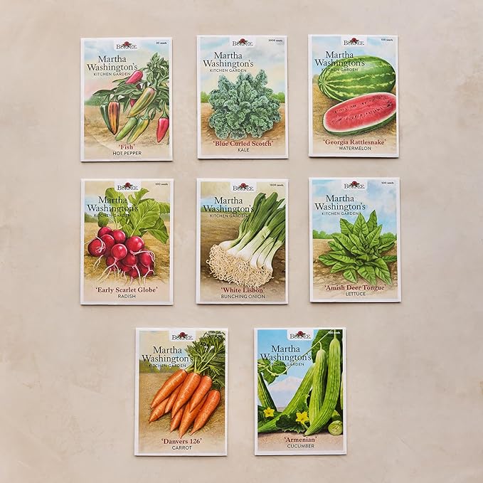 Burpee 'Martha Washington’s Kitchen Garden' Seed Collection – 8 Historic Heirloom Vegetables Grown at Mount Vernon with Plant Labels & Keepsake Recipe Card