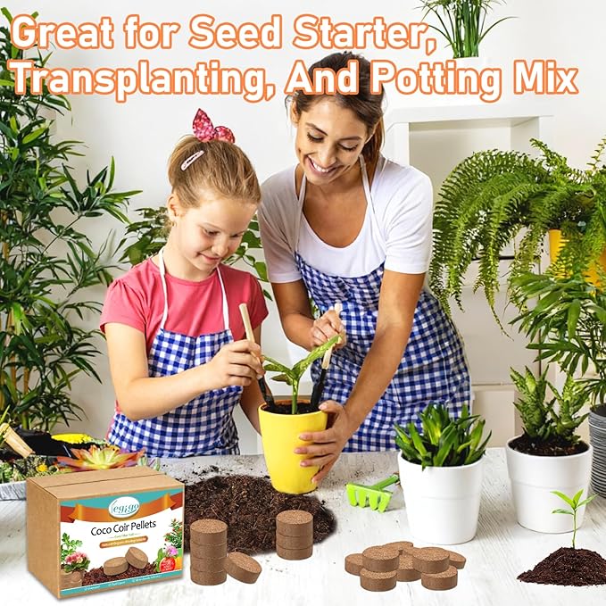 Legigo 50 PCS 50mm Coco Coir Pellets Potting Soil Mix- Compressed Coconut Coir Discs Seed Starting Soil Pellets, Coco Peat Soil Pods for Indoor & Outdoor Plants, Gardening Herbs Bonsai and Vegetables