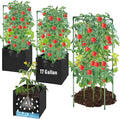2 Pack Tomato Cages with 17 Gallon Grow Bags, 47” Heavy Duty Square Tomato Plant Stakes Support Cages Trellis for Garden Climbing Vegetables Flowers Fruits (47IN Tall, Extra-Bold)