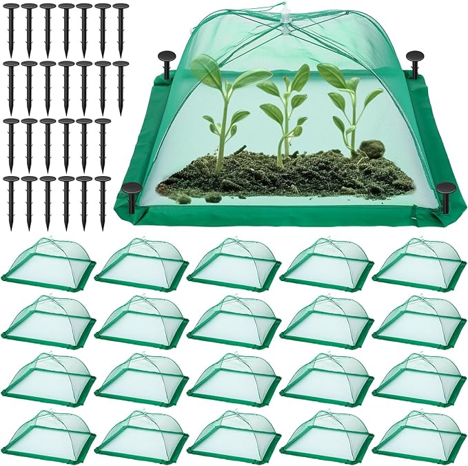 20 Pcs 17 Inch Mesh Plant Cover Plant Protectors from Animals Outdoor Plant Tent for Vegetables Food Cover Net Garden Netting Cover Collapsible Plant Umbrella to Keep Small Animals Out