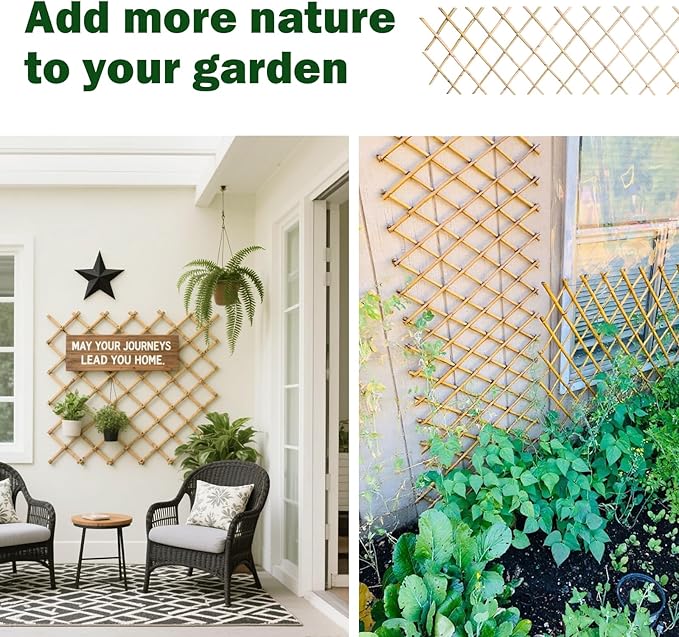 2 Pcs 48x72 Inch Expandable Bamboo Trellis, Garden Lattice Fence, Expandable Fence for Climbing Plants, Vines & Ivy,Pet & Dog Barrier