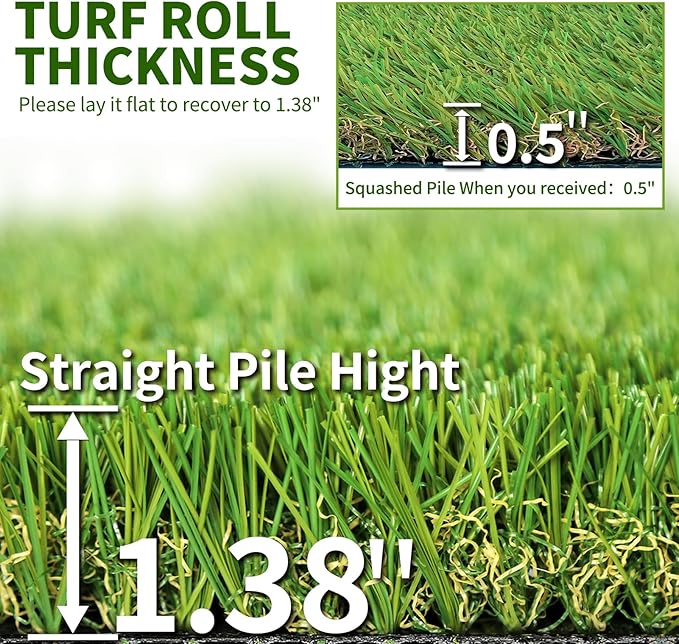 SunVilla Artificial Grass Rug Indoor Outdoor, 28 in x 40 in (7.7 Square FT) Realistic Thick Synthetic Fake Grass Mat for Dogs, Garden Lawn Landscape Patio Grass