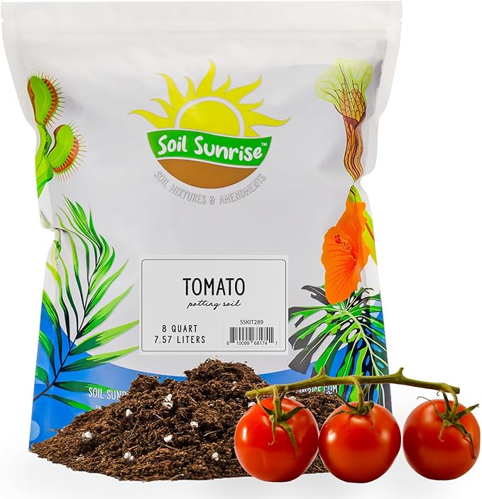 Soil Sunrise All Natural Tomato Starter/Potting Mix (8 Quarts) Perfect Backfill for Outdoor Tomato Plant Holes, Hand Blended with Natural Ingredients Including Worm Castings