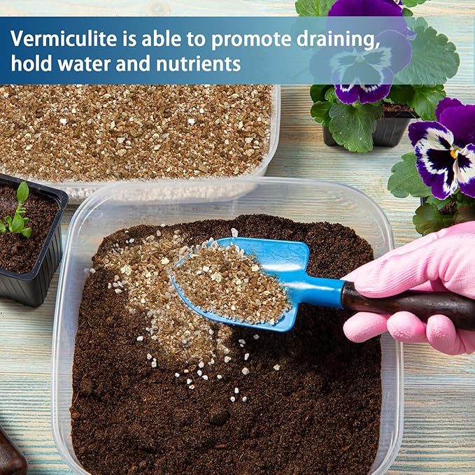 Vermiculite for Gardening 2qt, Coarse Vermiculite for Plant Propagation, Cutting and Seed Starting, Maintain Soil Moisture for Potting Orchids, Succulents, Fungi, and Hydroponics