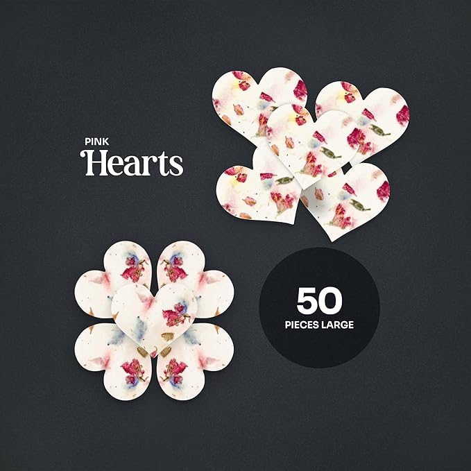 50pcs Large Pink Heart Seed Paper – Plantable & Writable Wildflower Seed Paper, Gift for Mom This Mother’s Day, Use for Shower Favors, Weddings, Heart Party Favors or Life Events