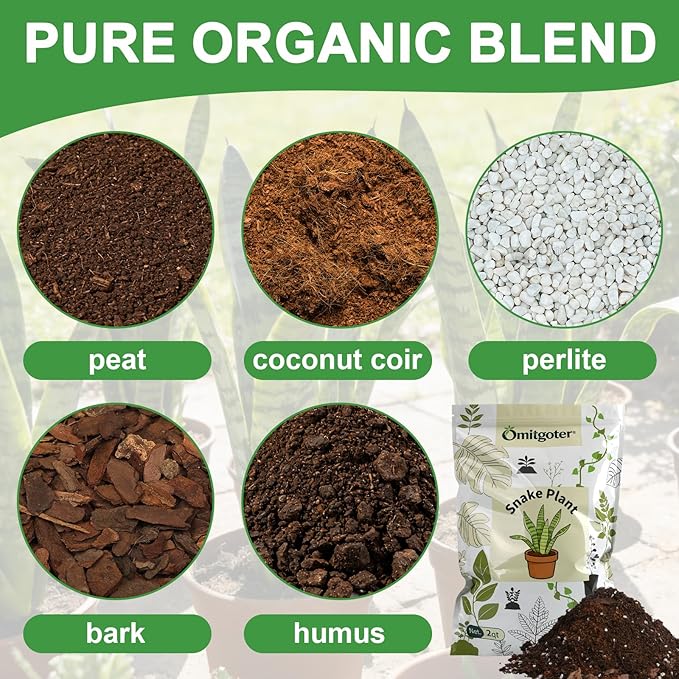 Organic Snake Plant Potting Soil 2qt- Well-Draining Nutrient-Rich Mix for Healthy Roots & Faster Growth, Natural Soil for Sansevieria Plants