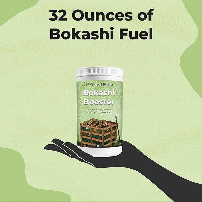 Bokashi Booster by Perfect Plants | Uses Microorganisms & Bacteria Fermentation for Indoor Bucket or Tumblers | Perfect for Beginners | Effective for All Compost Starters & Rotating Kits (32 oz)