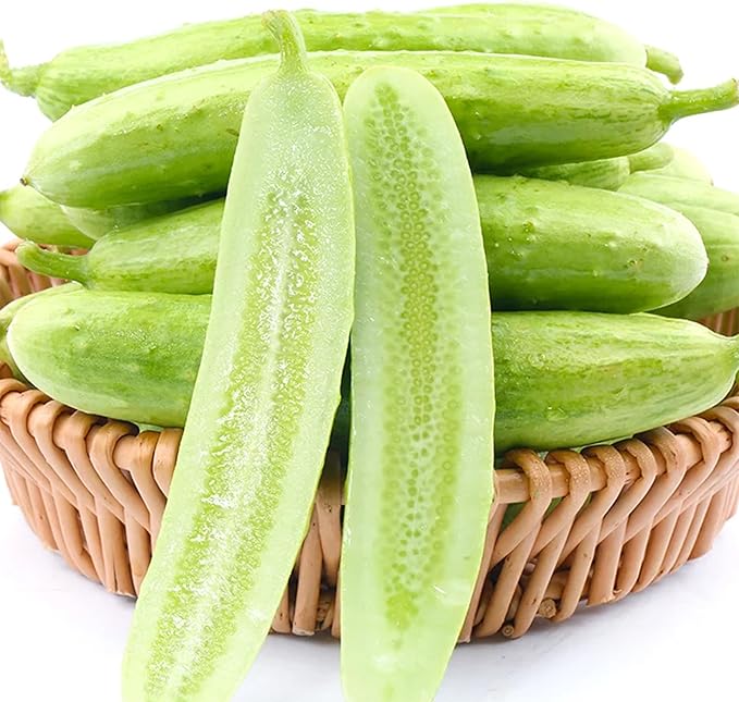 Mixrug White Jade Cucumber Seeds for Planting, 30pcs Sweet Wonder Cucumber Vegetable Seeds Plants, Non-GMO Heirloom Home Fresh Food Vegetables Plants Garden for Outdoors Indoors