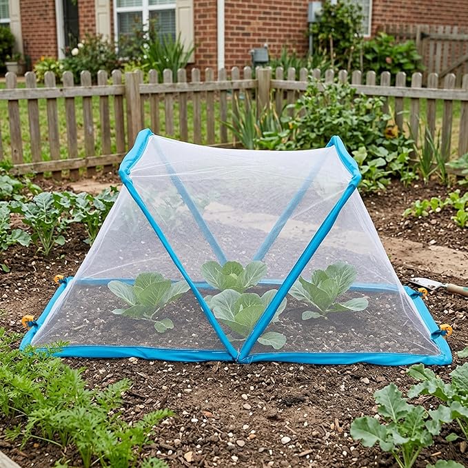 2 Pcs Foldable Garden Covers for Raised Beds, 35" x 13" x 15" Garden Bed Insect Bird Netting Plant Cover, Garden Rows Pest Barrier Plant Protector Mesh for Protecting Vegetables Fruits Flowers