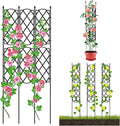 Garden Trellis for Climbing Plants Outdoor, 4FT Tall Plant Support Trellis Cage for Indoor Potted Plants, Plant Trellises Frame for Vines, Flowers, Vegetable, Rustproof Lattice Grid Panels