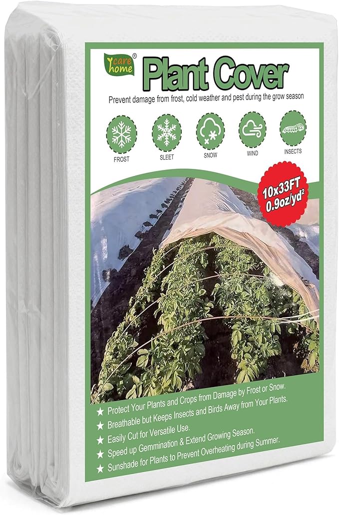 Plant Covers Freeze Protection, 10x33FT 0.9oz/yd² Winter Floating Row Covers, Frost Cloth Blanket Shade Cloth Garden Fabric Plant Cover for Raised Beds Vegetables Insect Winter Frost