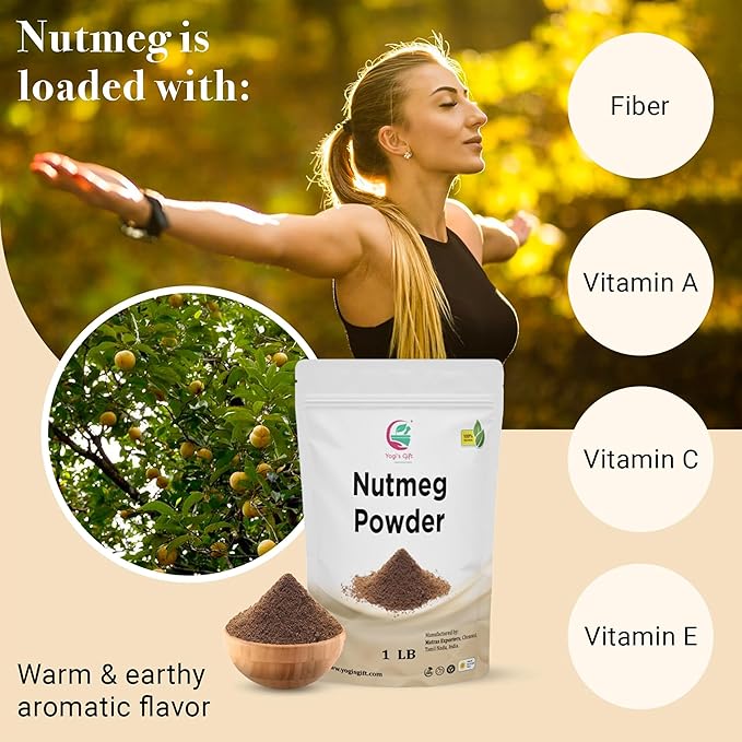 Nutmeg Ground 1 LB | Excellent Aroma and Incredible Flavor | Fresh Ground Nutmeg Spice for Baking, Cooking, Smoothies and Seasonings | Non GMO, Ethically Sourced | By Yogi's Gift®