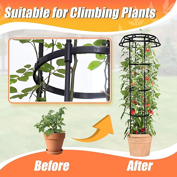 65 Inch Garden Trellis for Climbing Plants Outdoor, Mushroom Top Trellis for Potted Plants, Vines, Roses, Clematis, and Vegetables, Plant Trellis Support 1 Pack