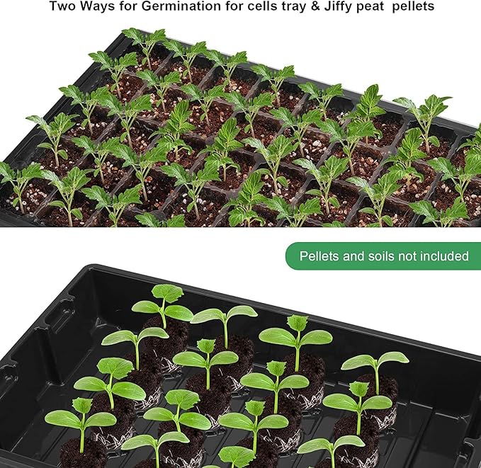 MIXC Seedling Trays Seed Starter Tray, 10-Pack Mini Propagator Plant Grow Kit Greenhouse with Humidity Vented Domes and Base for Seeds' Starting (40 Cells Per Tray, Total 400 Cells), Black