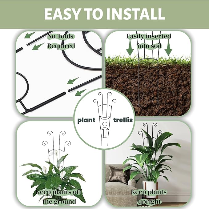 Plant Trellis for Climbing Plants Indoor 2Pcs Small Garden Trellis for Potted Plants Sturdy Metal Houseplant Support 33in Taller Plant Trellis for Monstera pothos lvy Vine