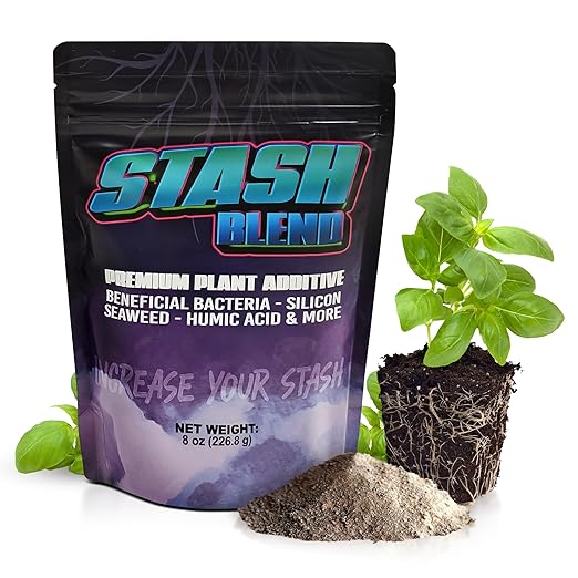 Stash Blend Premium Plant Additive Root Hormone for Plants - with Corn-Steep Liquor, Seaweed Powder, Humic Acid, Mycorrhizae, Microbial Bacteria, Soluble Silicon - Ideal for Gardeners and Growers