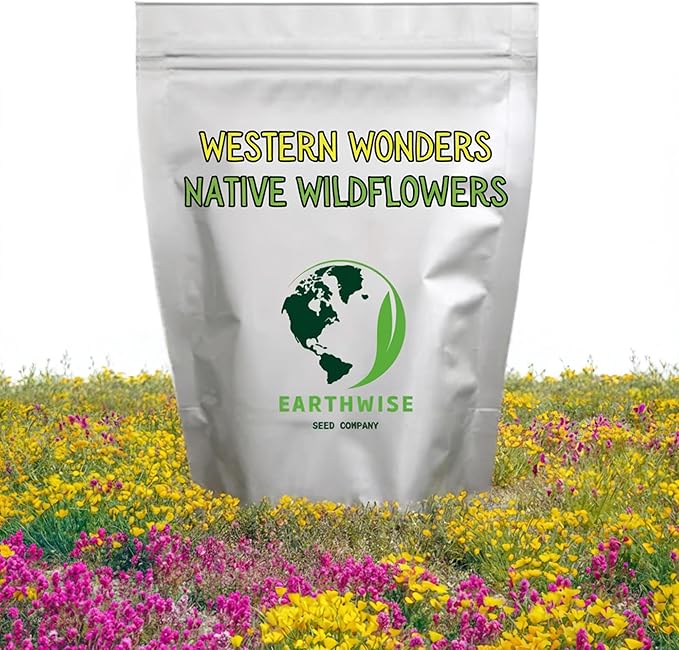 Earthwise Western Wonders Wildflower Seed Mix – 1 oz – Attracts Bees & Butterflies, Native & Easy-Grow – Covers 150 sq. ft.