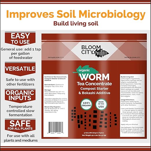 Bloom City Organic Worm Tea Concentrate and Compost and Bokashi Booster, 1/2 Pint (8 oz)