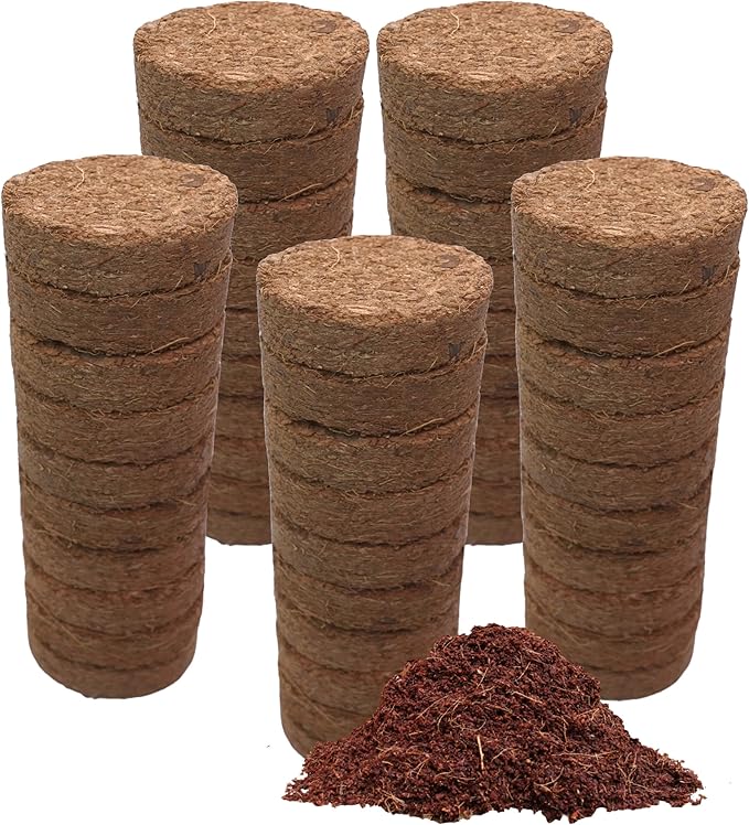 Coco Coir Discs (35mm 50-Pack) - Organic Coconut Coir Seed Starting Discs - Coconut Fiber Seedling Soil for House Plants & Indoor Plants - Organic Coco Coir for Potting Mix