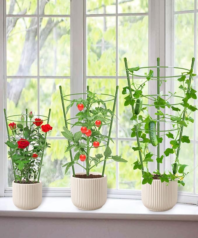 4 Pack Garden Plant Support Tomato Cage, Upgrade 18" Trellis for Climbing Plants, Plant Trellis Kits (18")
