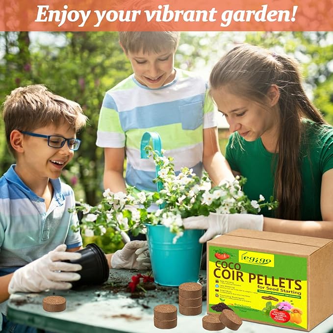 Legigo 100 Pcs 40mm Coco Coir Pellets Seed Starter Soil Mix- Organic Coconut Coir Potting Soil Pods for Seedling, Coco Peat Soil Discs for Indoor & Outdoor Plants Bonsai Herbs Vegetables and Flowers