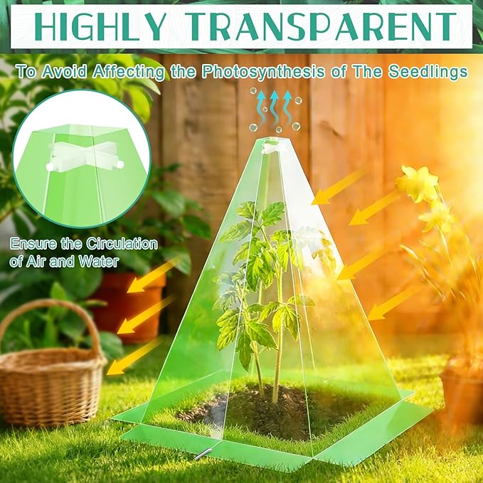 30 Packs 12"x 8" Garden Cloches for Plants,Plant Protectors from Animals,Plant Cages for Outdoor Plants,Plant Covers from Animals,Chicken Wire Cloche with Stakes for Protect Plants,Seedling,Vegetables