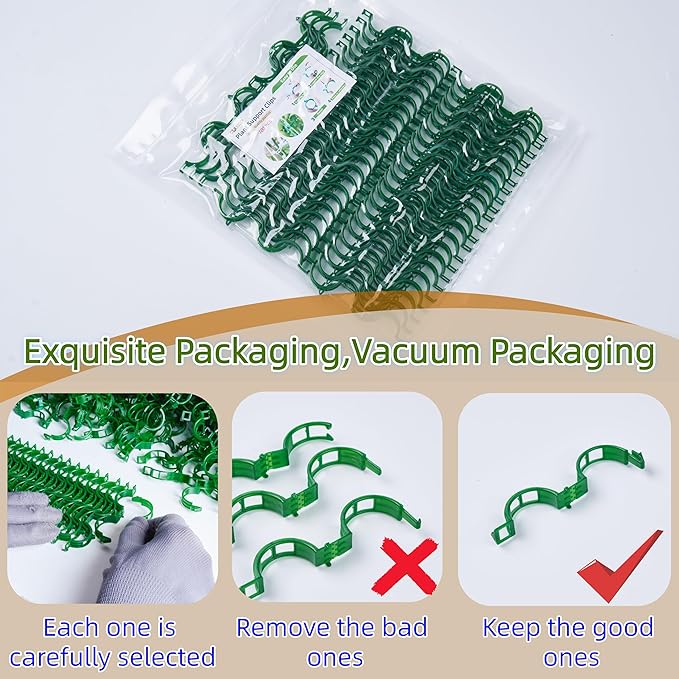 200Pcs Garden Vine Plant Support Clips,Plastic Fixing Clips for Securing and Training Climbing Plants,Tomatoes,Grapes,Vine Vegetables and Potted Plant (200, Green)