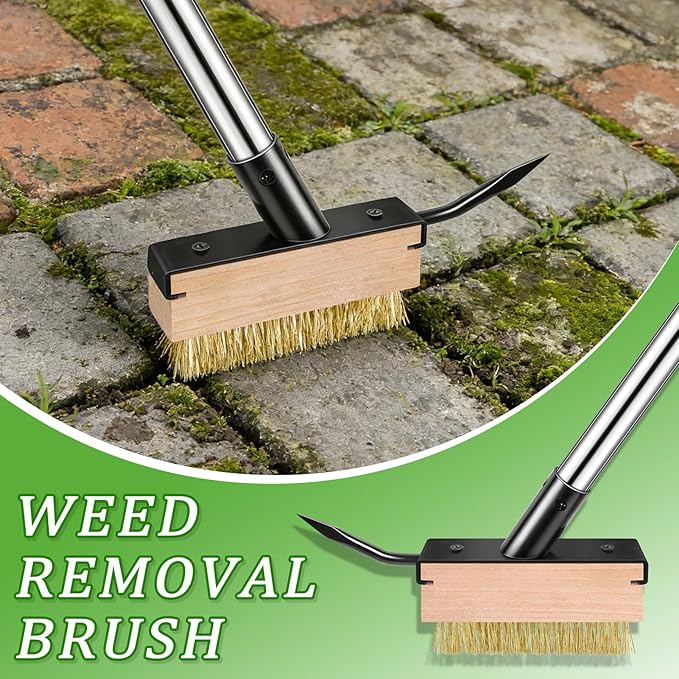 Crack Weeder Tool Set - Upgraded & Lengthened Manual Manganese Steel Crevice Weeding Tool with Adjustable Handle for Moss Weed Removal in Driveways, Patios, Pavers, Garden Cracks