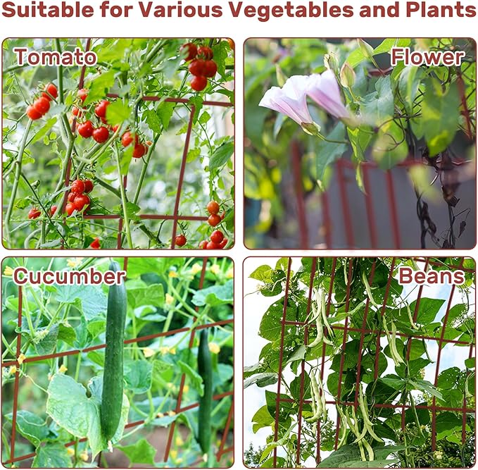 DOEWORKS Cucumber Trellis, 39" High Foldable A Frame Garden Trellis, 2 Pack, Plant Support for Climbing Cucumber, Beans, Tomatoes, Flowers, Red